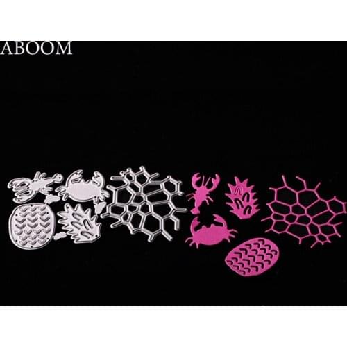 ABOOM Scrapbooking DIY Crab Lobster Set Frame Shape Metal Steel Cutting Dies Flower Shape Book Photo Album Decoration Die Cut