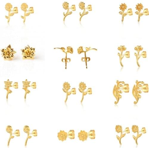 CANNER 925 Sterling Silver Tiny Earrings 2021 Trend INS Born Flowers Piercing Stud Earrings For Women Girls Anniversary Gifts