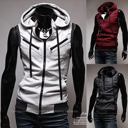Free shipping mens vest chest double zipper design vest mens casual vest top brands of high-quality
