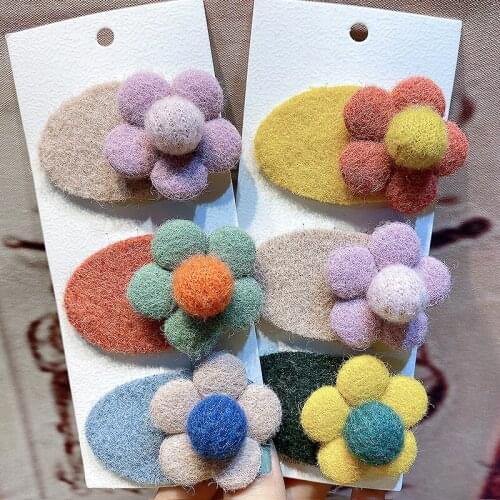 Girl bb Clip Cute Broken Haigrips Childrens Colored Plush Flower Hairpins Headdress Headwear Hair Accessories