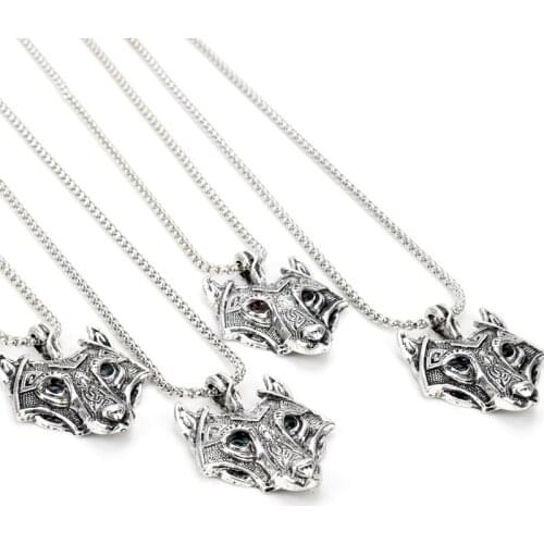 Dongsheng 4 Colors Norse Vikings Pendant Necklace Norse Wolf Head Necklace Original Animal Jewelry Wolf Head Pendant Necklace-3