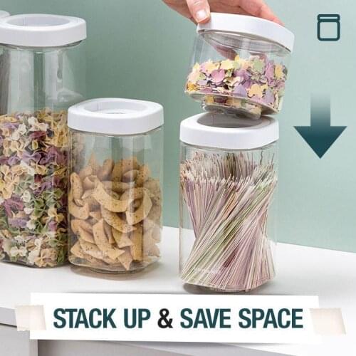 Airtight Stack-able Storage Containers Clear Plastic Jars Storage Containers With Lids For Kitchen Household Storage Airtight