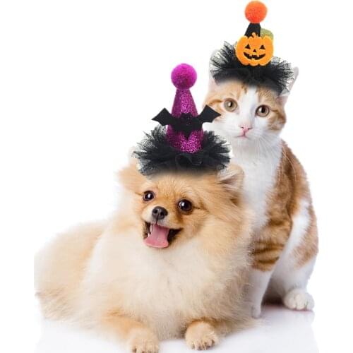 Legendog 2PCS Funny Halloween Pet Hat Adjustable Cosplay Star Pumpkin Bat Witch Hat Cap Hat For Cat Halloween Party Clothes