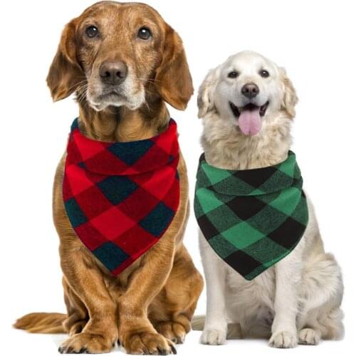 Buffalo Plaid Dog Bandana Flannel Puppy Scarves Checkered Doggy Bandanna Tie Doggie Kerchief Cotton Bandanas Handkerchiefs Scarf