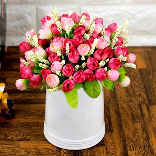 New 1 Bouquet 15 Heads Handmade Wedding Party Home Decoration Artificial Rose Flowers Drop Shipping