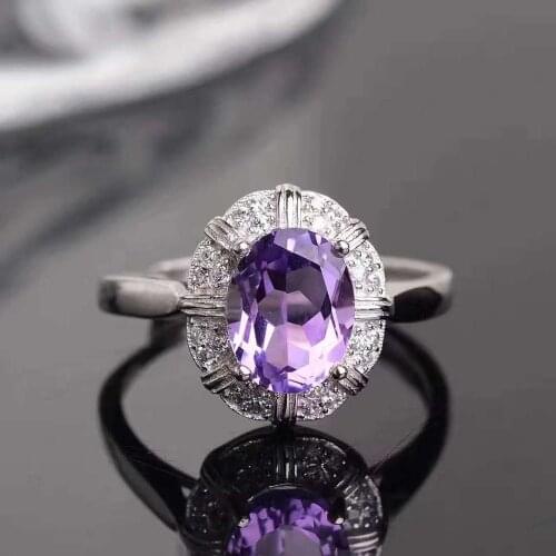 Natural And Real amethyst ring, 925 silver Ring, gemstone, authentic color, clean Pure