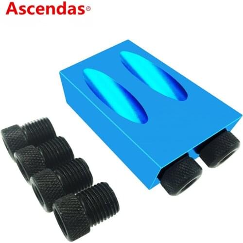 Pocket Hole Jig Kit 6/8/10mm Drive Adapter For Woodworking Angle Drilling Holes Guide Wood Tools TP-089