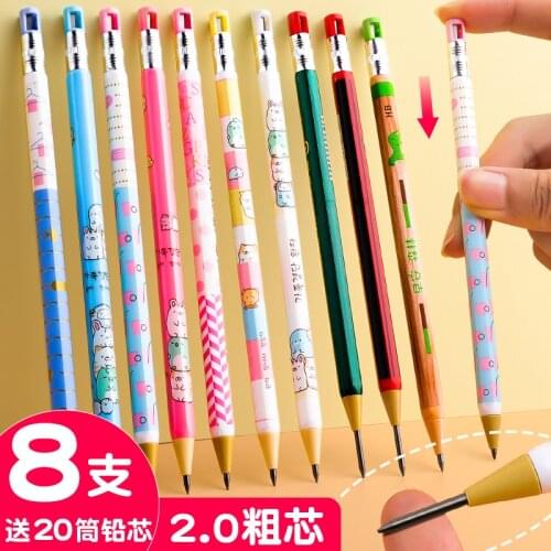 Mechanical Pencil 2.0mm For Girls Boys Child Cute Writing Drawing Continuously Kawaii Stationery For School 2021 Supplies