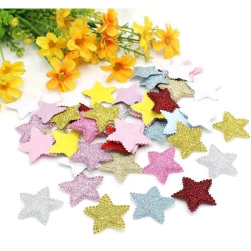50Pcs/lot Star Non-woven Patches Glitter Felt Appliques for Crafts Ornament Sewing Supplies Diy Headwear Hair Clips