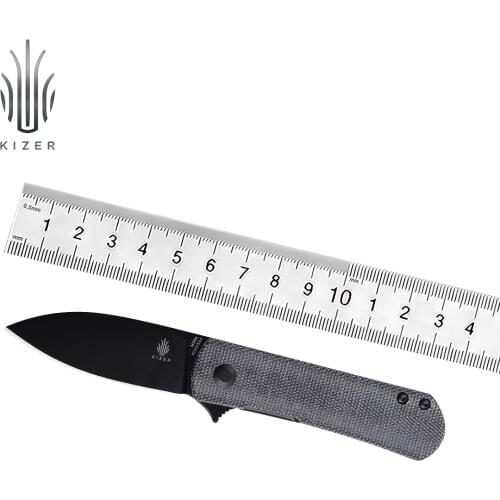 Kizer Survival Knife Yorkie Ki3525A4 2021 New Black M390 Steel Blade with Micarta Handle Outdoor Lightweight Flipper Knife