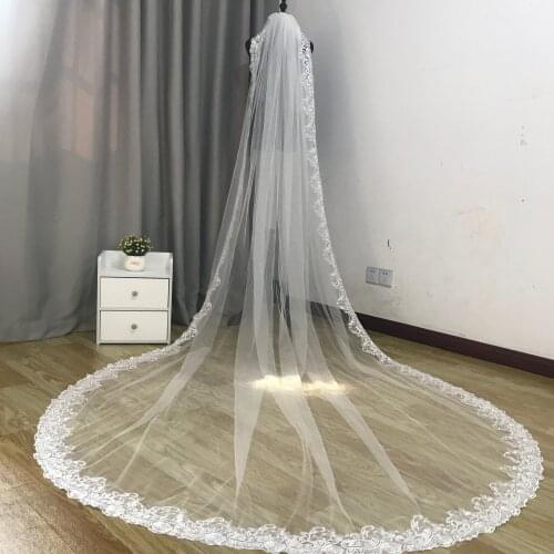 Real Photo High Quality 3-Meter One Layer White /Ivory Cathedral Wedding Veil Bridal Veil Wedding Accessories with Metal comb