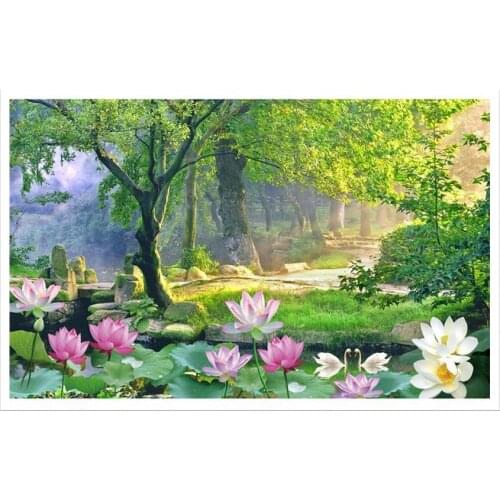Custom photo wallpaper 3d wall murals wallpaper Lotus Idyllic tree landscape mural 3 d TV setting wall decoration living room