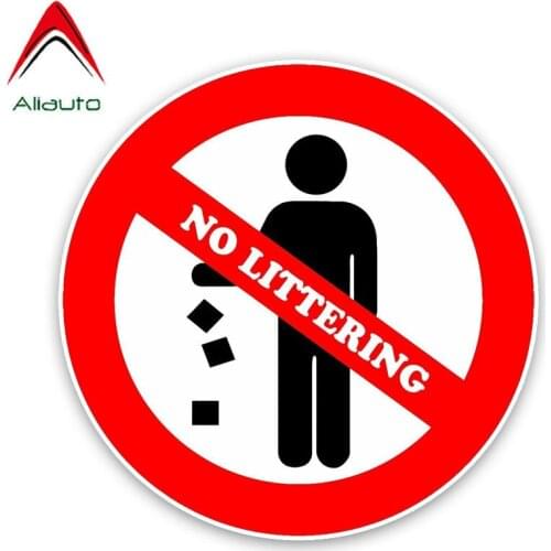 Aliauto Warning Car Sticker No Littering Funny Personality Accessories PVC Decal Cover Scratch for Renault Opel Seat,10cm*10cm