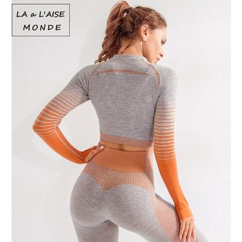 Sexy Womens Tight Soild Fast-drying Sports Yoga Line Exposed Navel Fast-drying Sports Yoga Top Fitness Clothing Long Sleeve