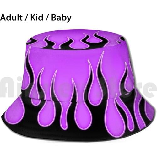 Purple Goth Flames Sun Hat Foldable UV Protection Purple Goth Flames Cute Y2K Tribal