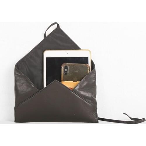 Alisara Ipad Mini Storage Bag Men Clutch Bag First Layer Sheepskin Leather High Quality Women Casual Notepad Pack Cell Phone Bag