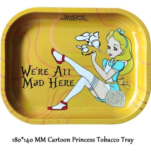TOP Cartoon Princess Tobacco Tray Weed Roller Smoking Accessories Metal Yellow Trays Tobacco Machine 18*14 CM Plate Wholesale