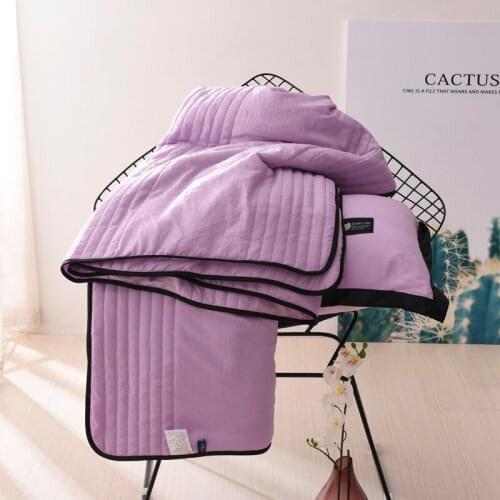 Air Condition Thin Stripe Summer Cool Quilt Single Double Breathable Sofa Office Bed Travel Quilts Throw Blanket