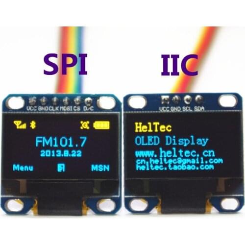 High Quality Q0.96inch I2C IIC&SPI Oled Module Yellow-Blue12864 /3.3V-5V for Arduino 51 MSP420 STIM32 SCR(1PCS SPI &1PCS IIC )