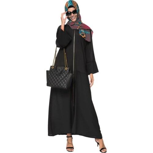 Chiffon Zipper Dress Summer Casual Loose Robe Muslim Womens Caftan Islamic Turkey Arab Abaya Ramadan Maxi Ladies Long Dress