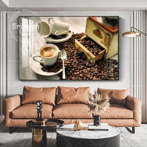 1 Pieces Modern Artworks For Kitchen Coffee And Coffee Bean Food Wall Art Pictures Dinning Room Posters Home Decor Painting