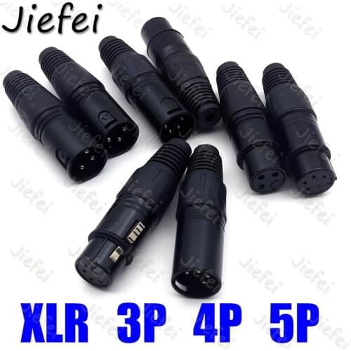 20Set XLR 3Pin 4pin 5pin Audio Microphone Cable Connector Black Male + Female MIC Plug Cable Connect XLR Adapter