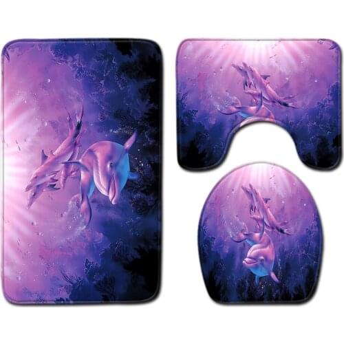 3pcs/set Vintage Cartoon Print Anti-slip Bathroom Floor Mat Home Decor Shower Non-Slip Rug Bath Door Mats