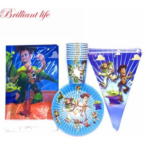 31/61PCS Disney Toy Story Theme Party Supplies Decoration For Kids Favors Flags/Banner Cups Plates Birthday Party Tableware Set