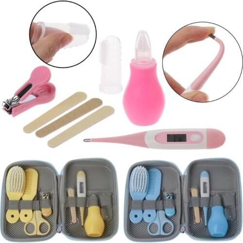 4pcs and 8pcs Baby Grooming Health Care Manicure Set Baby Brush and Comb Set Newborn Health Safety Scissors Nail Gromming Kit