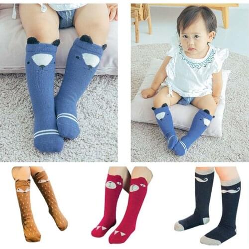 5 Pairs Baby Girls leg warmer Fox Cotton Cute Little Character Knee Socks Kid Clothing unisex Toddler Boot Socks Cartoon