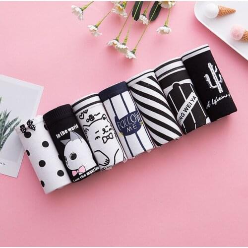 7 Pcs Womens Underwear Cotton Panties Sexy Panties Female Underpants Solid Color Intimates Woman Lingeries Breathable Shorts