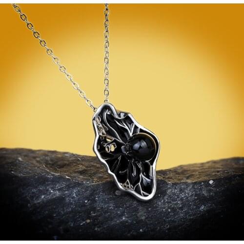 925 Silver High Quality Black Pearl Black Epoxy Necklace Ring For Women Party Travel Wedding Engagement Jewelry Gift Wholesale