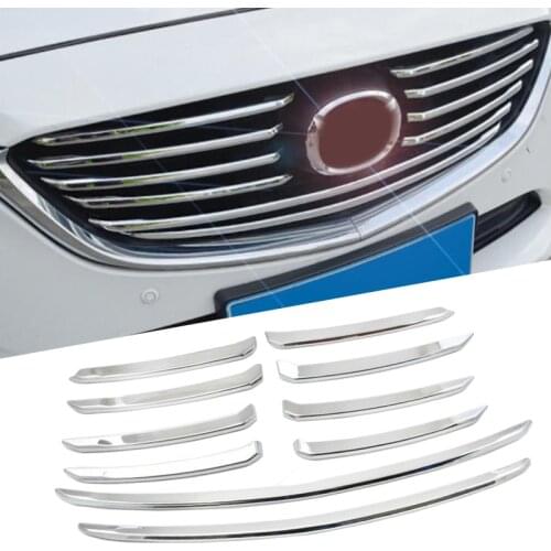 ABS Chrome Front Racing Grille Cover Trim Exterior Accessories 10pcs Front Grille Cover Trims For Mazda 6 M6 Atenza 2017 2018