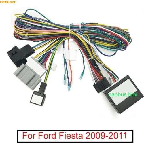FEELDO Car Audio Radio DVD Android 16PIN Power Cable Adapter With Canbus Box For Ford Fiesta Power Wiring Harness