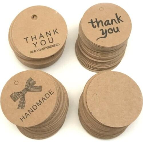 100PCS Natural Kraft Paper Gift Tags Thank You for Price Tags DIY Crafts Clothing Garment Tags for Wedding/Candy/Baby Gift Decor