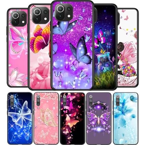 Beautiful Butterfly Shining Silicone Cover For Xiaomi Mi Note 11 11T 11i 10i 10T 10 9 9T 9 SE Lite Pro Ultra Phone Case