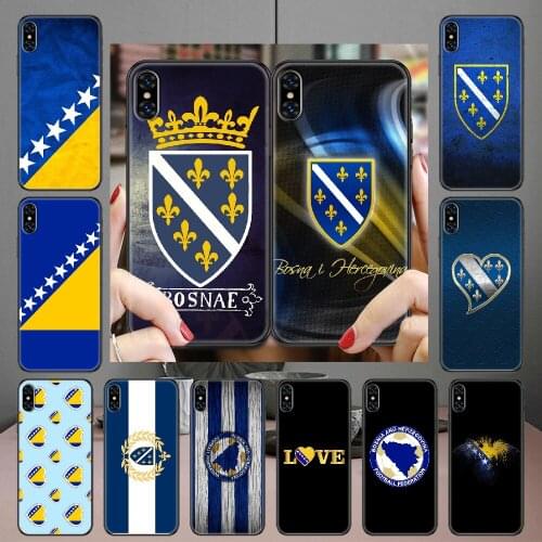 Bosnia and Herzegovina Flag Krajews Phone Case Cover Hull For iphone 5 5s se 2 6 6s 7 8 12 mini plus X XS XR 11 PRO MAX black 3D