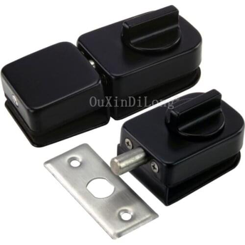 1PCS Black Stainless Steel Glass Door Latches Lock/Bolt Glass Lock Hardware for 10-12mm Glass JF1798