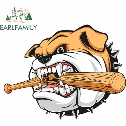 EARLFAMILY 13cm x 10.2cm For Fierce Dog Biting Wood Motorcycle Car Bumper Window Stickers Car Stickers And Decals Vinyl Material