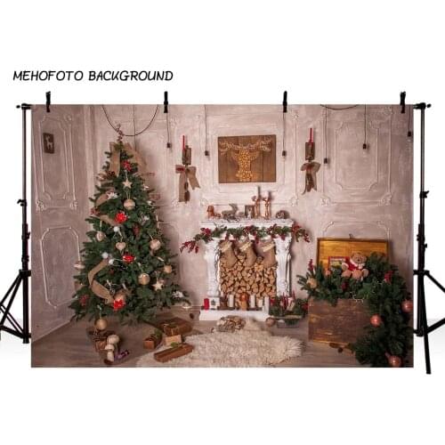 Photography Backdrops Christmas Background Fireplace Tree Winter Snow Window Interior Baby Birthday Background For Photo Studio