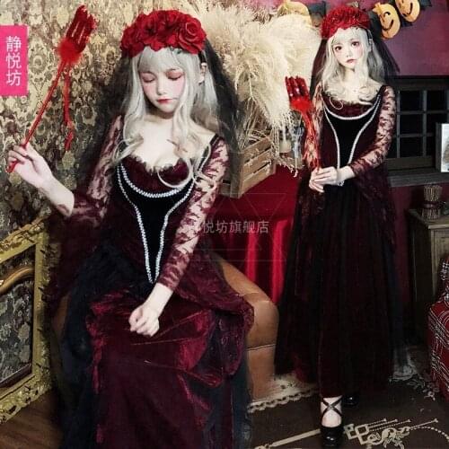 Halloween costume female dark demon ghost bride dress elf costume vampire horror zombie costume angel costume