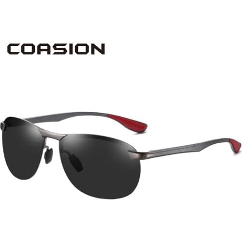 COASION Aluminium Magnesium Spring Hinges Sunglasses Men Polarized Pilot Male Sun Glasses Anti-Glare Glasses for Driving CA1624