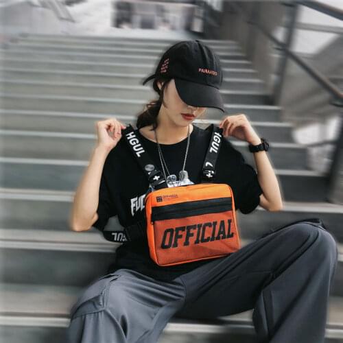 Unisex Punck Chest Rig Vest Waist Bags Orange Color Hip Hop Style Women Crossbody Chest Pack Yellow Tactical Vest Streetwear