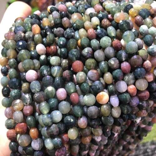Natural Stone Beads Oblate India Agates Faceted for Jewelry Making Necklace Bracelet Earrings Size 6mm