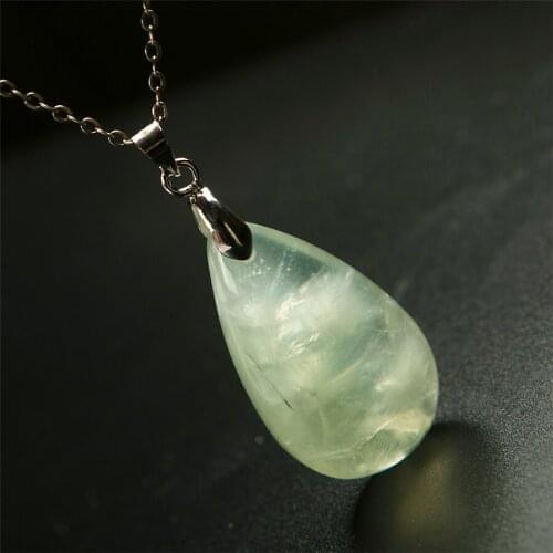 2018 Newly Genuine Natural Green Crystal Necklace Water Drop Shaped Crystal Pendant Stone Bead Women Jewelry Pendant 32*19*11mm