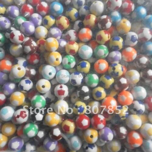Wholesale DHL free 12mm 1000pcs/lot Mixed 16 Color Plastic Resin Soccer Bead Football Bead Fashion DIY Beads