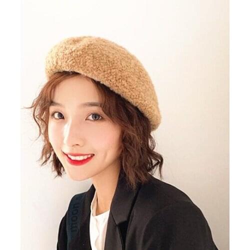 Autumn Pleated woolen beret cap for women Winter thick warm beret hats Girl casual british Artist hat Pumpkin caps