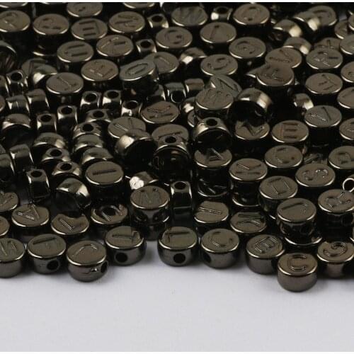 Gun Black Mix Acrylic Letter Beads 4x7mm Round Alphabet Spacer Loose Bead For Jewelry Making Diy Necklace Bracelet Accessories