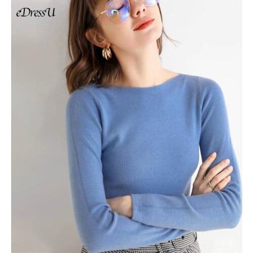 【Clearance】Women Sweater Jumper Boat Neck Cashmere High Quality Pullover Spring Office Lady Knitwear Korean Casual Wear HW-HM07