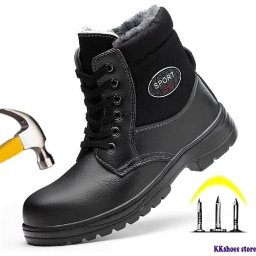 Steel Toe Work Safety Boot Plush Warm Winter Boots Men Boots Safety Shoes 2021 Men Winter Shoes Male Shoes Adult Boots Men 39 S